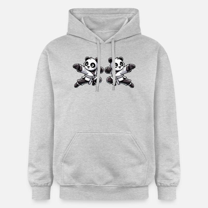 Panda Karaté Bande Dessinée 2 - Sweat à capuche Softstyle® Gildan Unisexe - gris clair chiné