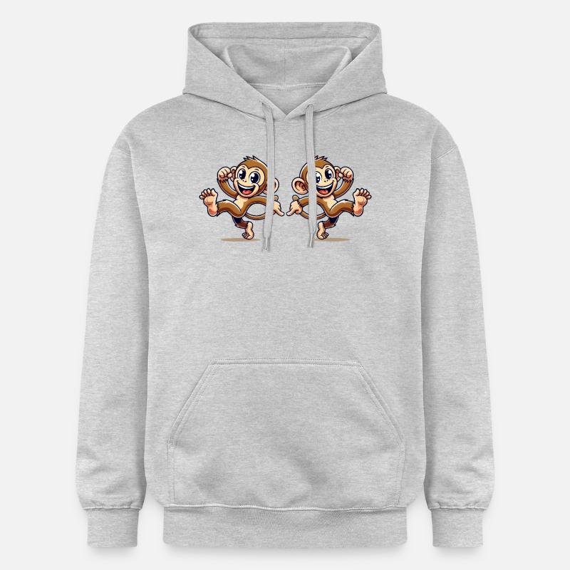 Bande dessinée Singe 2 - Sweat à capuche Softstyle® Gildan Unisexe - gris clair chiné