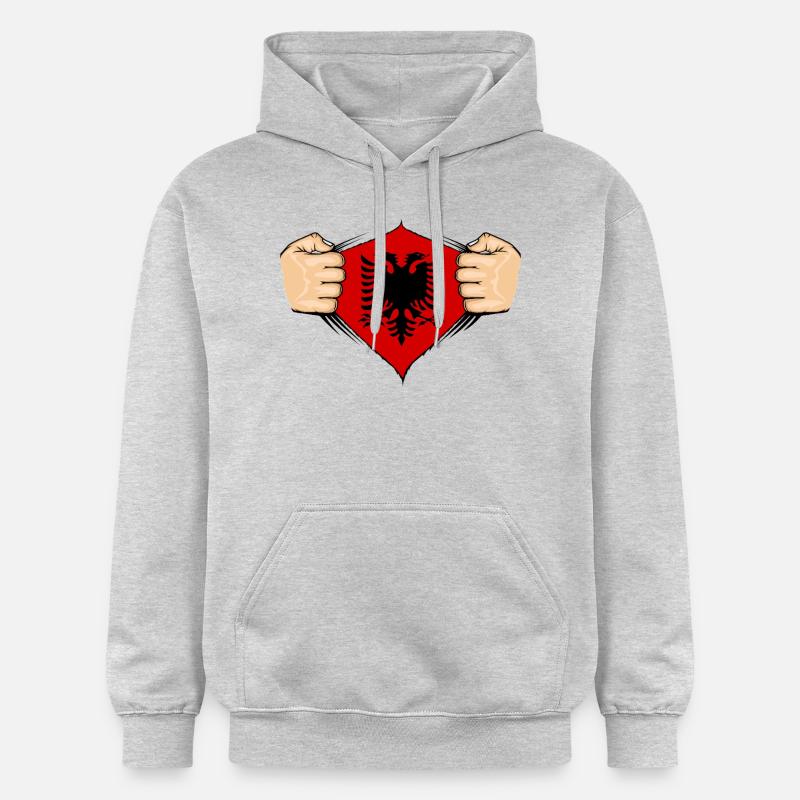 Conception du drapeau de l’Albanie - Sweat à capuche Softstyle® Gildan Unisexe - gris clair chiné