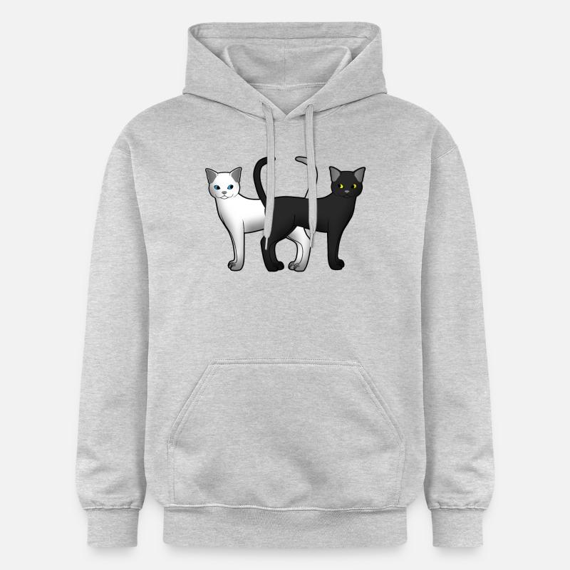 Chat blanc et noir - Sweat à capuche Softstyle® Gildan Unisexe - gris clair chiné