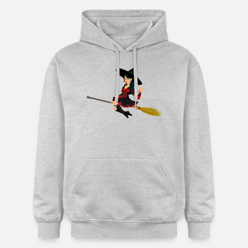 Sorcière sur balai - Sweat à capuche Softstyle® Gildan Unisexe - gris clair chiné