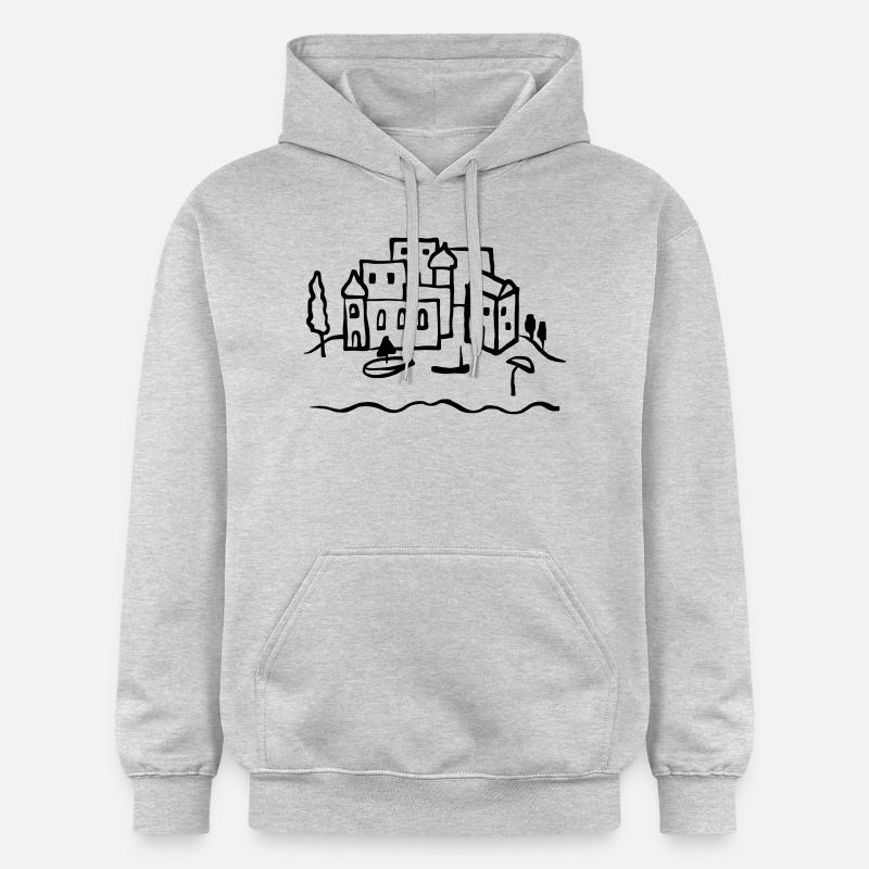 Voiliers - village de pêcheurs - Sweat à capuche Softstyle® Gildan Unisexe - gris clair chiné