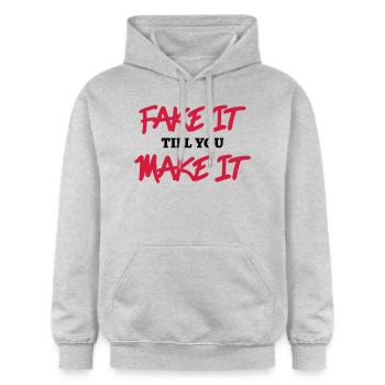 Fake it till you make it - Sweat à capuche Softstyle® Gildan Unisexe - gris clair chiné - Devant - Liana (172cm) & Jaron (178cm)
