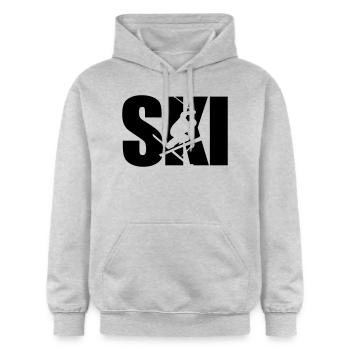 Ski - Gildan Unisex Softstyle® Midweight Hoodie - Hellgrau meliert - Vorne - Liana (172cm) & Jaron (178cm)