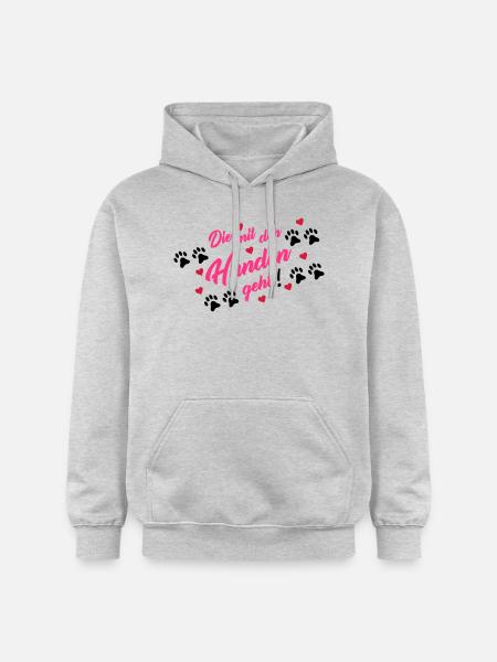 die_mit_den_hunden_geht_002 - Gildan Unisex Softstyle® Midweight Hoodie - Hellgrau meliert
