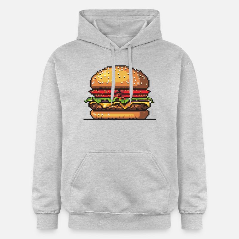 Burger Pixel Gamer - Sweat à capuche Softstyle® Gildan Unisexe - gris clair chiné