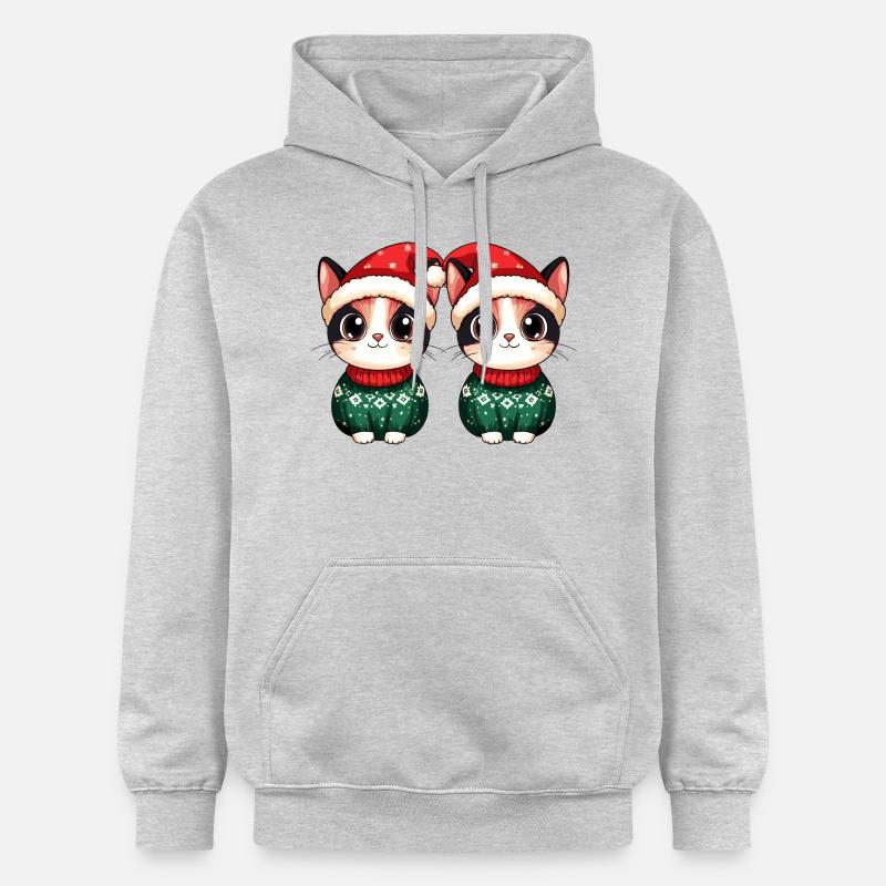 Équipe de Noël des chats - Sweat à capuche Softstyle® Gildan Unisexe - gris clair chiné