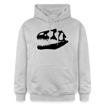 Allosaurus - Gildan Unisex Softstyle® Midweight Hoodie - Hellgrau meliert - Vorne - Liana (172cm) & Jaron (178cm)
