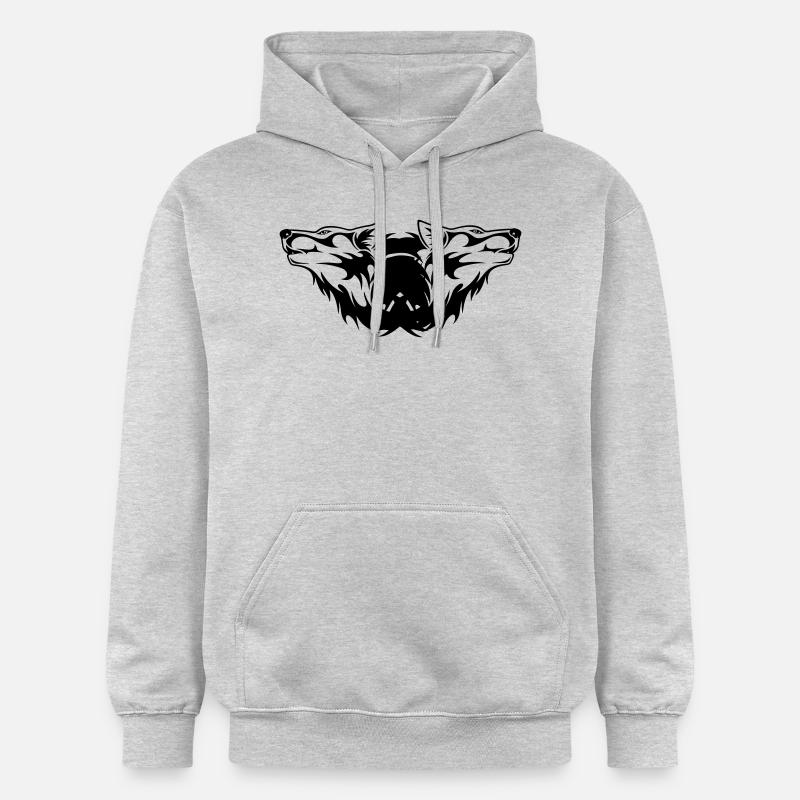 Double-Wolf Logo - Sweat à capuche Softstyle® Gildan Unisexe - gris clair chiné