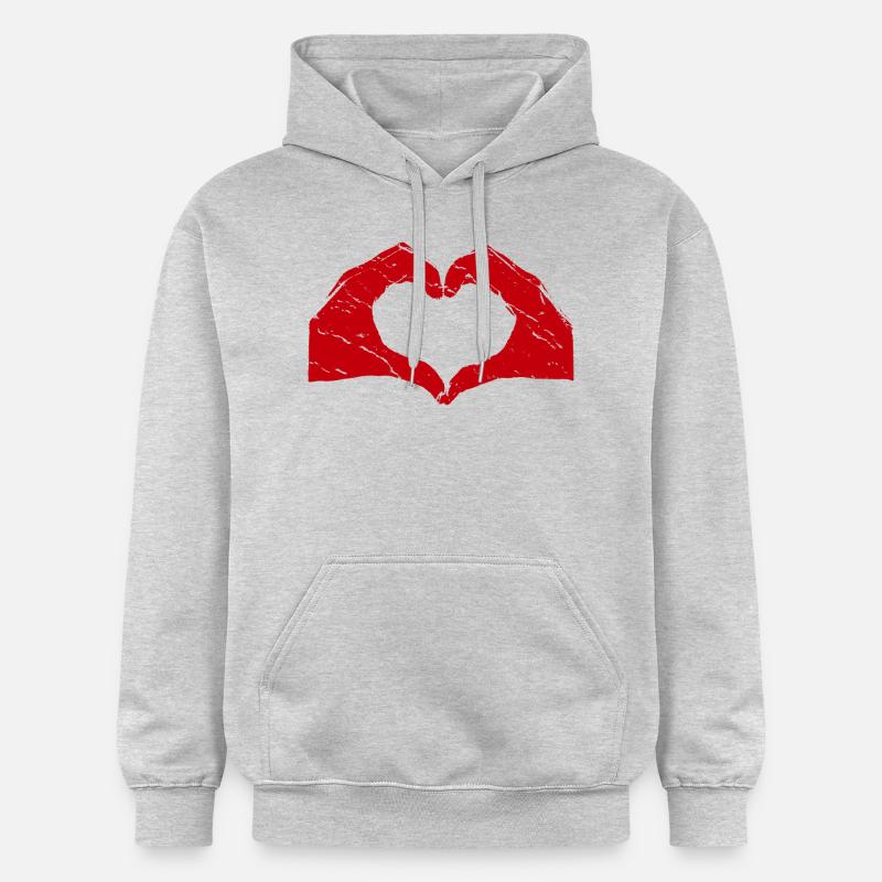 Mains coeur Amour Amour - Sweat à capuche Softstyle® Gildan Unisexe - gris clair chiné