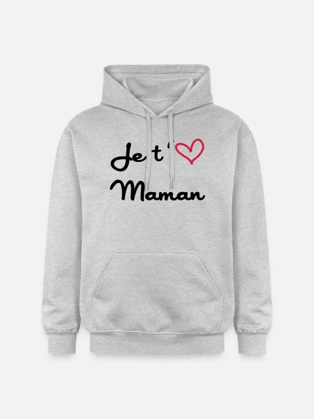 Je t'aime Maman - Sweat à capuche Softstyle® Gildan Unisexe - gris clair chiné