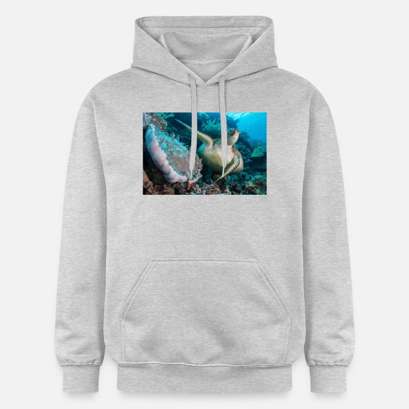 Tortue - Sweat à capuche Softstyle® Gildan Unisexe - gris clair chiné