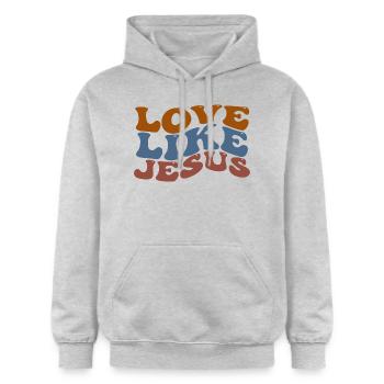 Love Like Jesus - Gildan Unisex Softstyle® Midweight Hoodie - Hellgrau meliert - Vorne - Liana (172cm) & Jaron (178cm)