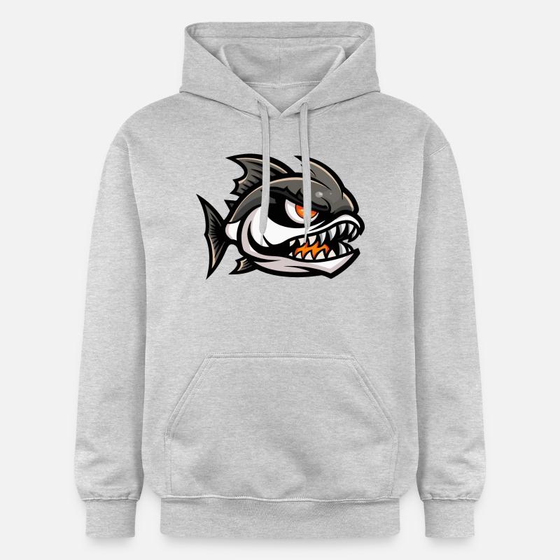 Bande dessinée Piranha Fish - Sweat à capuche Softstyle® Gildan Unisexe - gris clair chiné