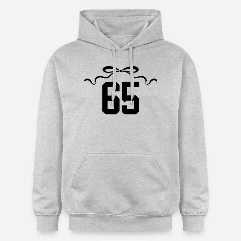 Numéro 65 noeud - 65e anniversaire - Sweat à capuche Softstyle® Gildan Unisexe - gris clair chiné