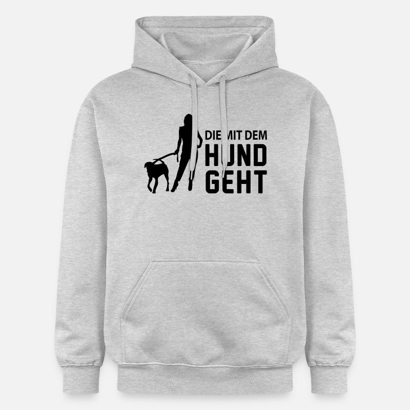 die_mit_dem_hund_geht - Sweat à capuche Softstyle® Gildan Unisexe - gris clair chiné