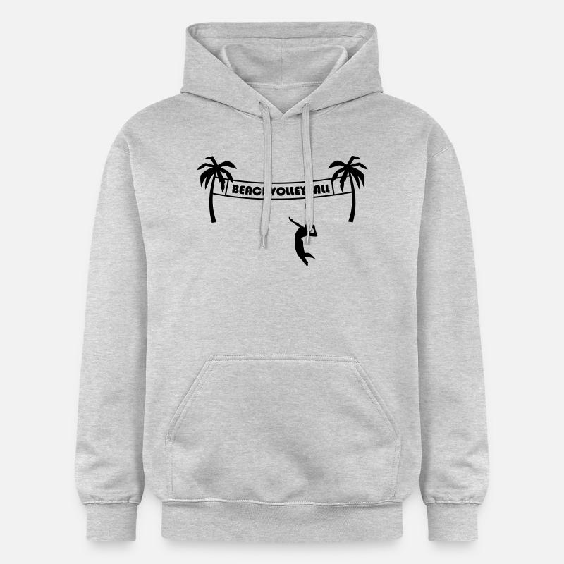 Beachvolley,volley-ball,plage,plage net,le soleil - Sweat à capuche Softstyle® Gildan Unisexe - gris clair chiné