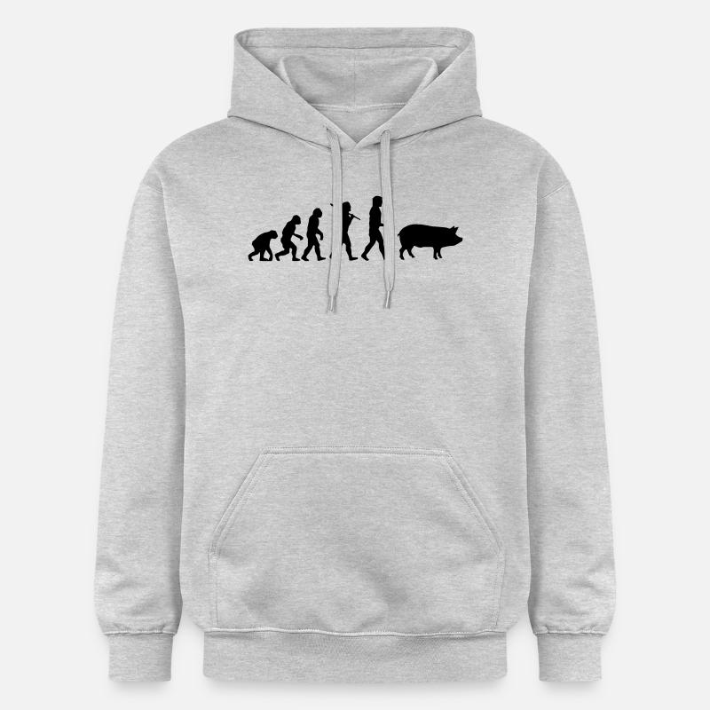 Evolution zum Schwein - Gildan Unisex Softstyle® Midweight Hoodie - Hellgrau meliert