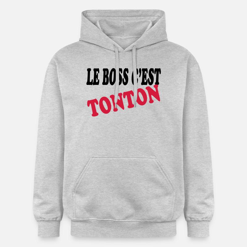Le boss c'est tonton - Sweat à capuche Softstyle® Gildan Unisexe - gris clair chiné