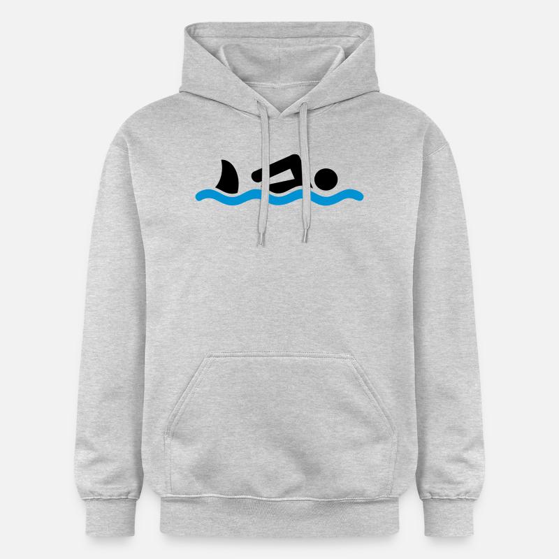 nager avec le requin - Sweat à capuche Softstyle® Gildan Unisexe - gris clair chiné