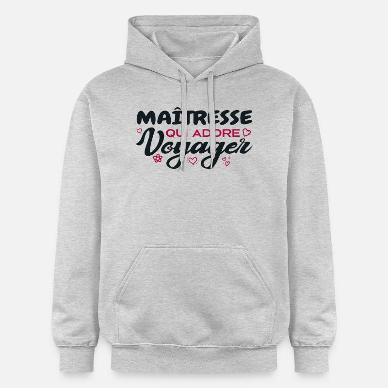 Maîtresse globe-trotteuse passionnée de voyages - Sweat à capuche Softstyle® Gildan Unisexe - gris clair chiné