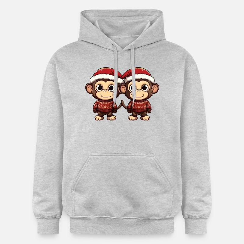 L’équipe de Noël des singes - Sweat à capuche Softstyle® Gildan Unisexe - gris clair chiné