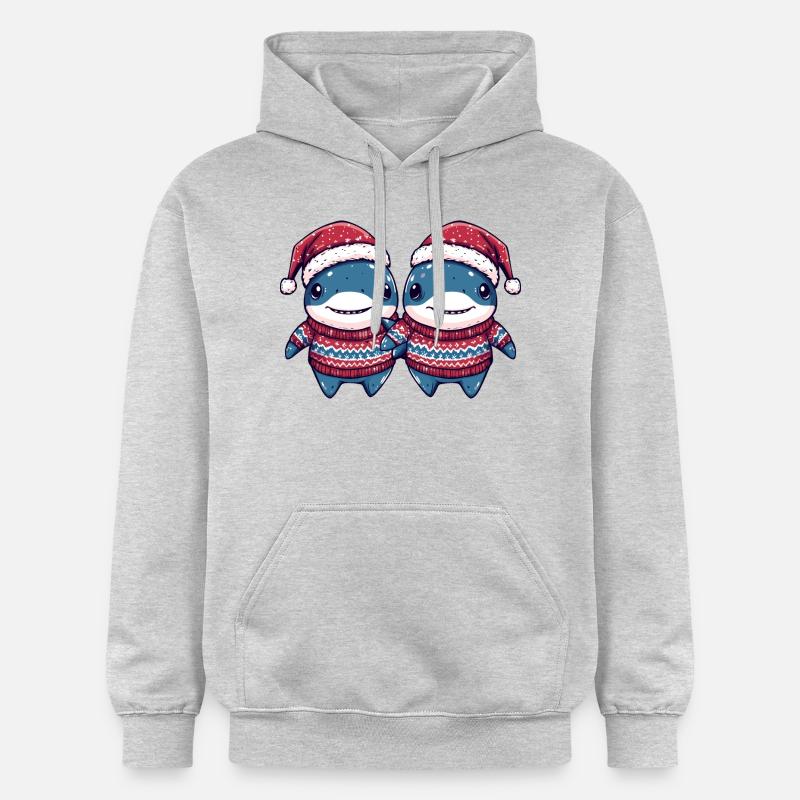 L’équipe de Noël des requins - Sweat à capuche Softstyle® Gildan Unisexe - gris clair chiné