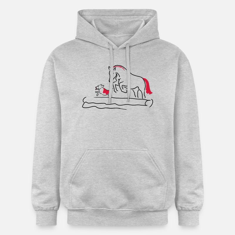 Springpferd mit Hund - Gildan Unisex Softstyle® Midweight Hoodie - Hellgrau meliert