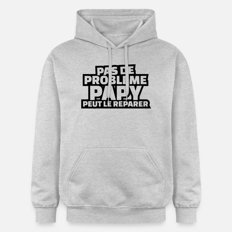 Papy peut le réparer - Sweat à capuche Softstyle® Gildan Unisexe - gris clair chiné