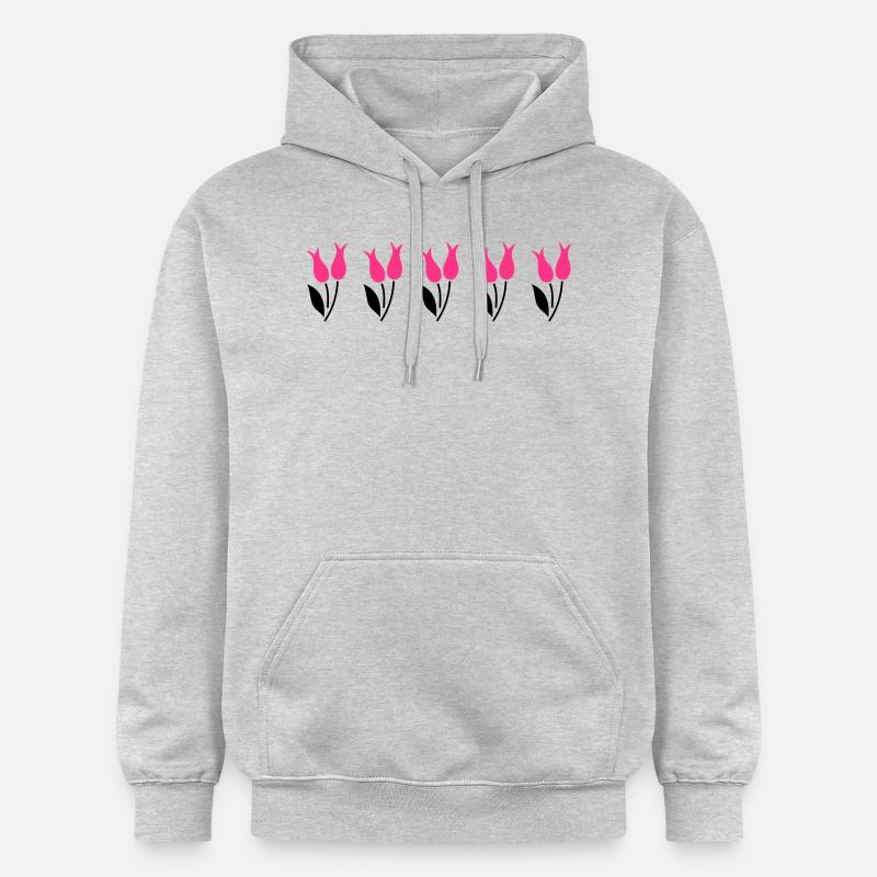 Tulipes dans une rangée - rose - Sweat à capuche Softstyle® Gildan Unisexe - gris clair chiné