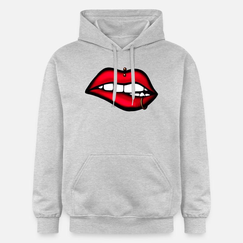 Jolies lèvres avec piercing - Sweat à capuche Softstyle® Gildan Unisexe - gris clair chiné