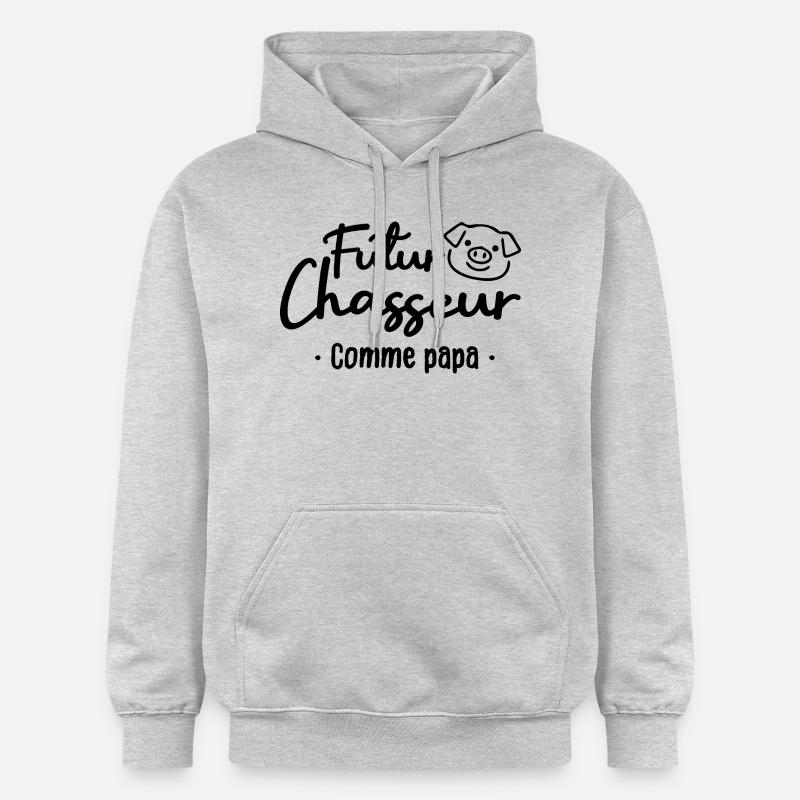 Futur chasseur comme papa - Sweat à capuche Softstyle® Gildan Unisexe - gris clair chiné