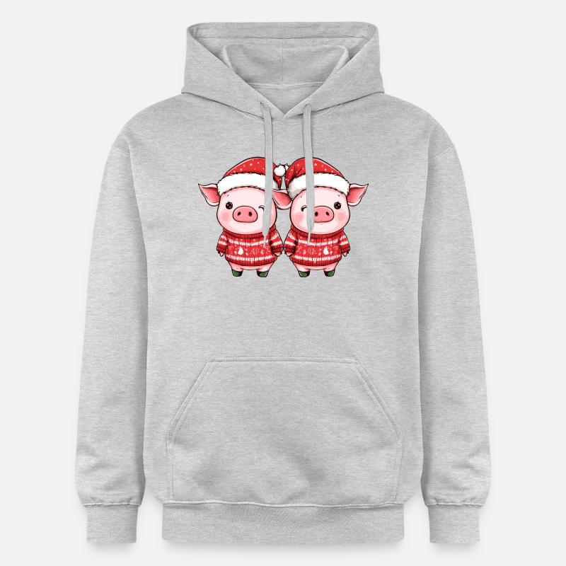 Équipe de Noël du cochon - Sweat à capuche Softstyle® Gildan Unisexe - gris clair chiné
