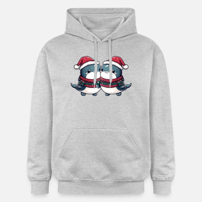 L’équipe de Noël des baleines - Sweat à capuche Softstyle® Gildan Unisexe - gris clair chiné