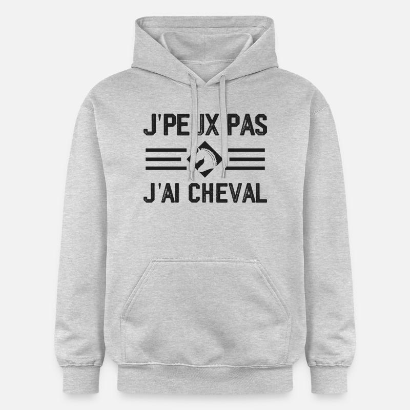 J'peux Pas J'ai Cheval - Sweat à capuche Softstyle® Gildan Unisexe - gris clair chiné
