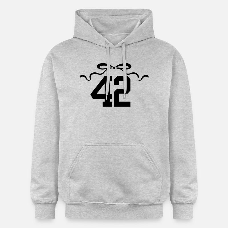Numéro 42 noeud - 42e anniversaire - Sweat à capuche Softstyle® Gildan Unisexe - gris clair chiné