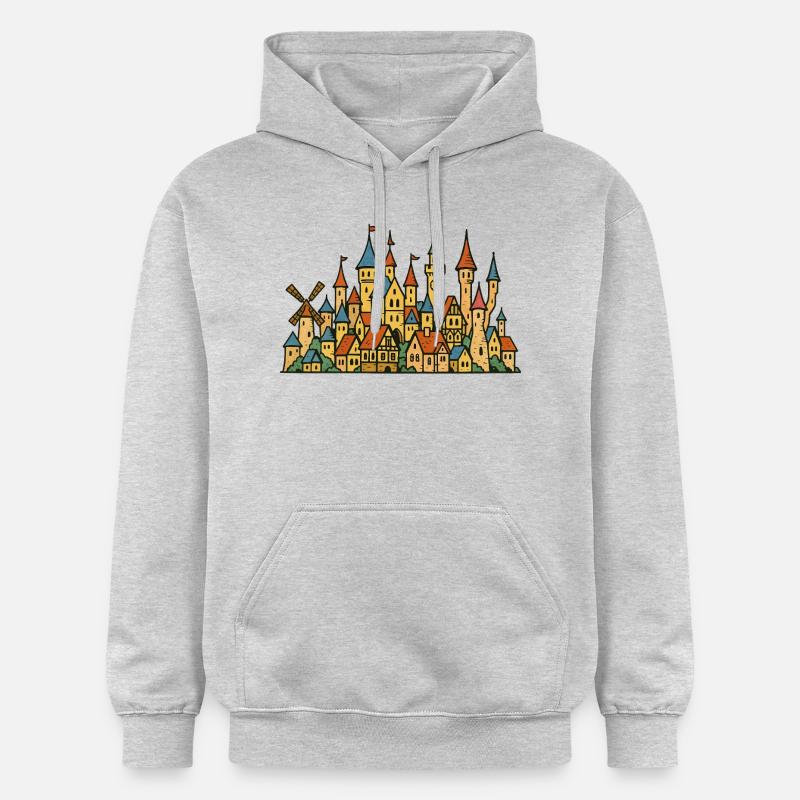 Schloss Dorf Märchen - Sweat à capuche Softstyle® Gildan Unisexe - gris clair chiné