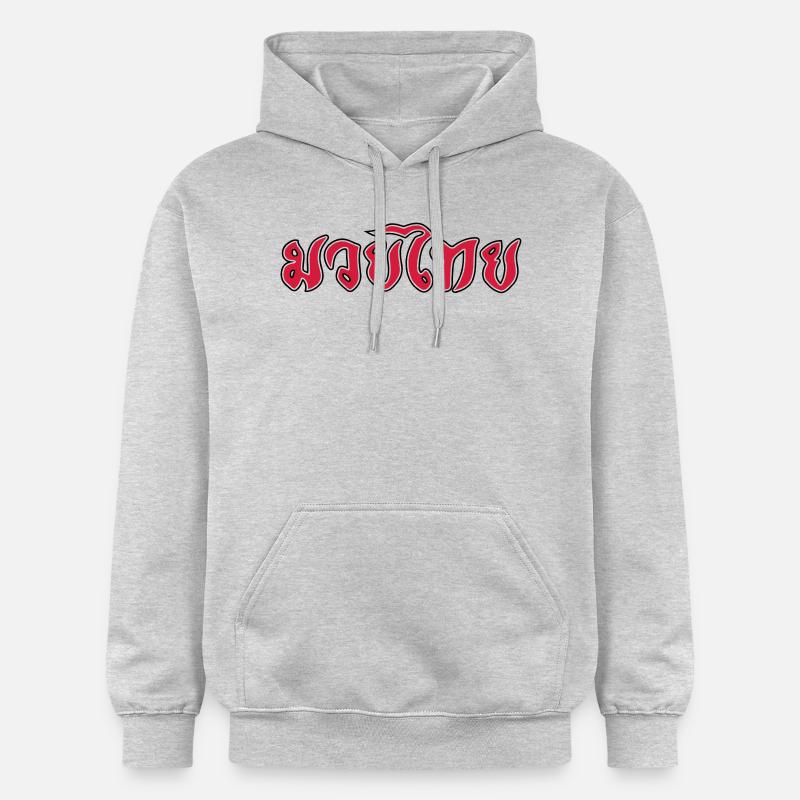 Muay Thai Script - Sweat à capuche Softstyle® Gildan Unisexe - gris clair chiné