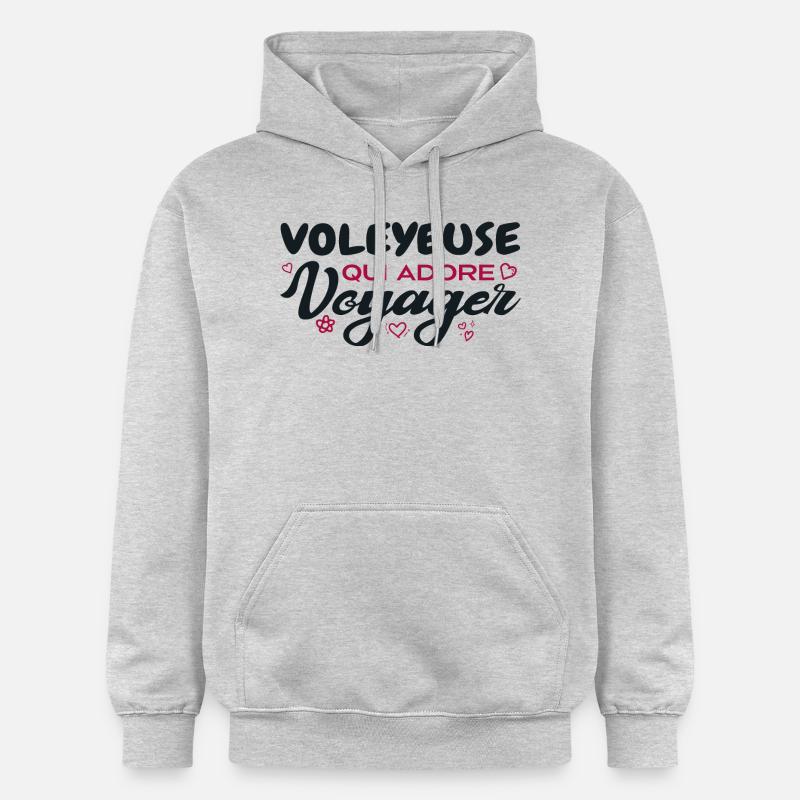 Voleyeuse globe-trotteuse passionnée de voyages - Sweat à capuche Softstyle® Gildan Unisexe - gris clair chiné