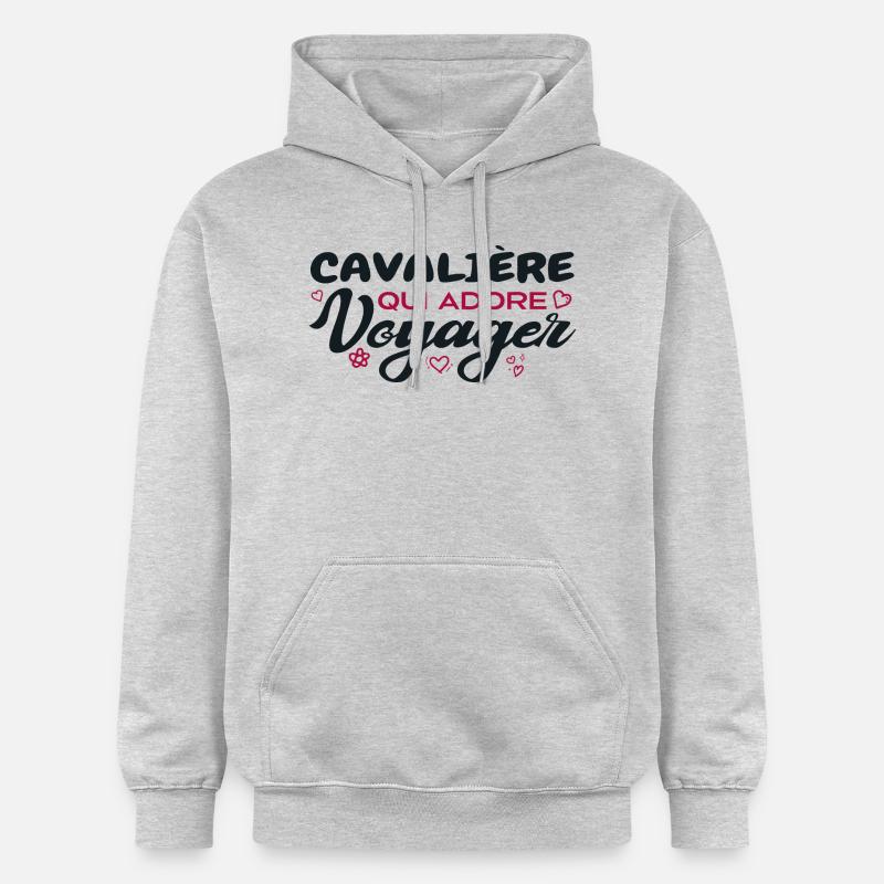 Cavalière globe-trotteuse passionnée de voyages - Sweat à capuche Softstyle® Gildan Unisexe - gris clair chiné