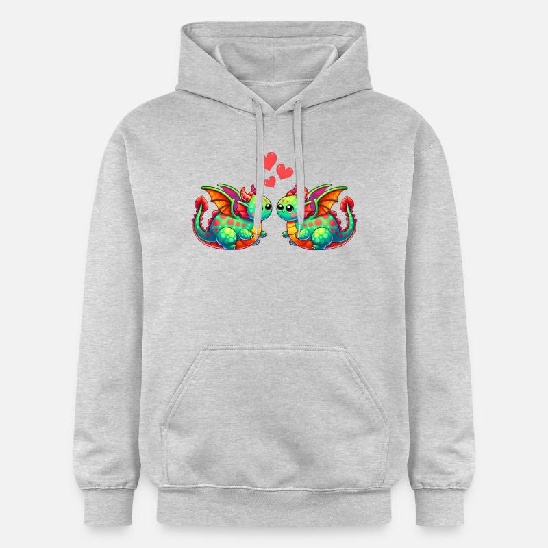 L’amour du dragon - Sweat à capuche Softstyle® Gildan Unisexe - gris clair chiné