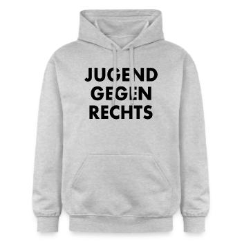 jugend gegen rechts - Gildan Unisex Softstyle® Midweight Hoodie - Hellgrau meliert - Vorne - Liana (172cm) & Jaron (178cm)