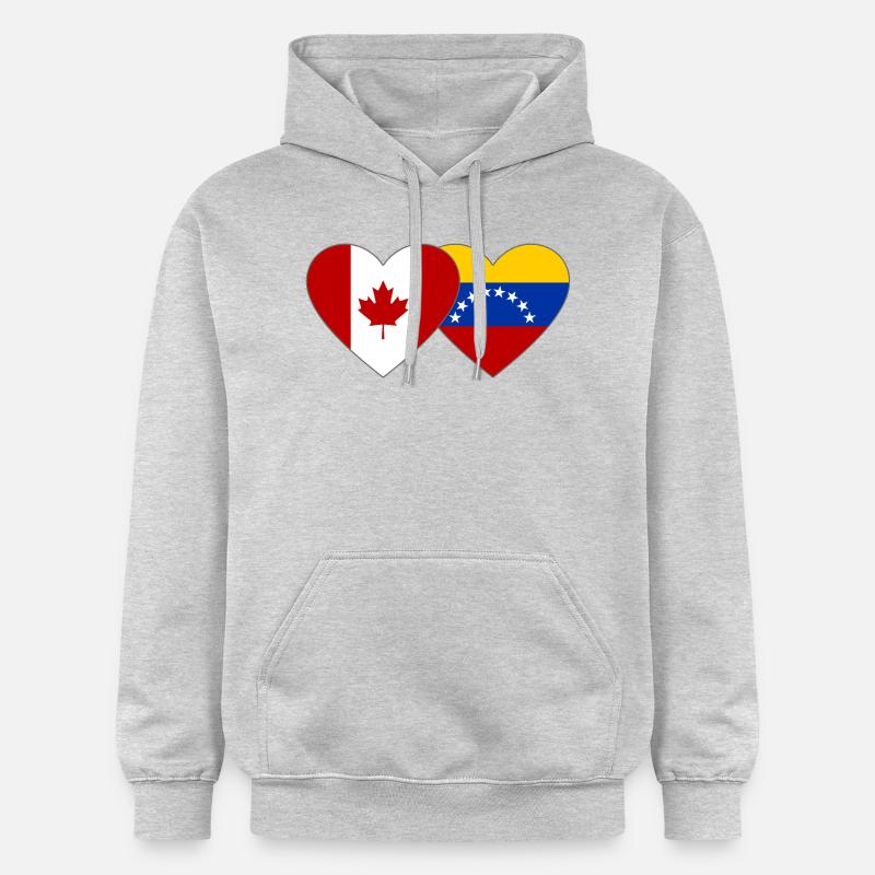 Drapeau Canada Venezuela Coeur - Sweat à capuche Softstyle® Gildan Unisexe - gris clair chiné