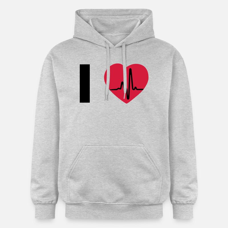 I Love - I heart - J'aime - Sweat à capuche Softstyle® Gildan Unisexe - gris clair chiné