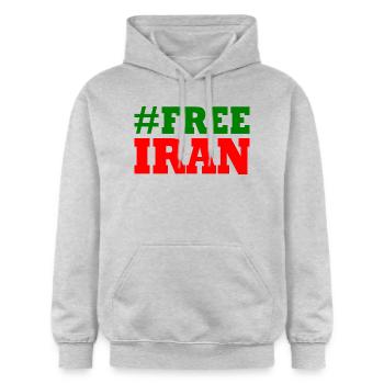 Free iran - Gildan Unisex Softstyle® Midweight Hoodie - Hellgrau meliert - Vorne - Liana (172cm) & Jaron (178cm)
