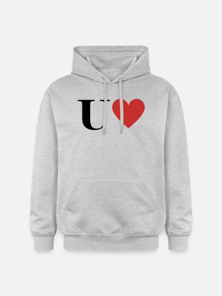 Letter u red heart - Gildan Unisex Softstyle® Midweight Hoodie - light heather grey