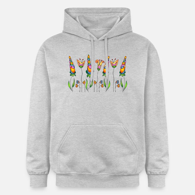 Fleur - Sweat à capuche Softstyle® Gildan Unisexe - gris clair chiné