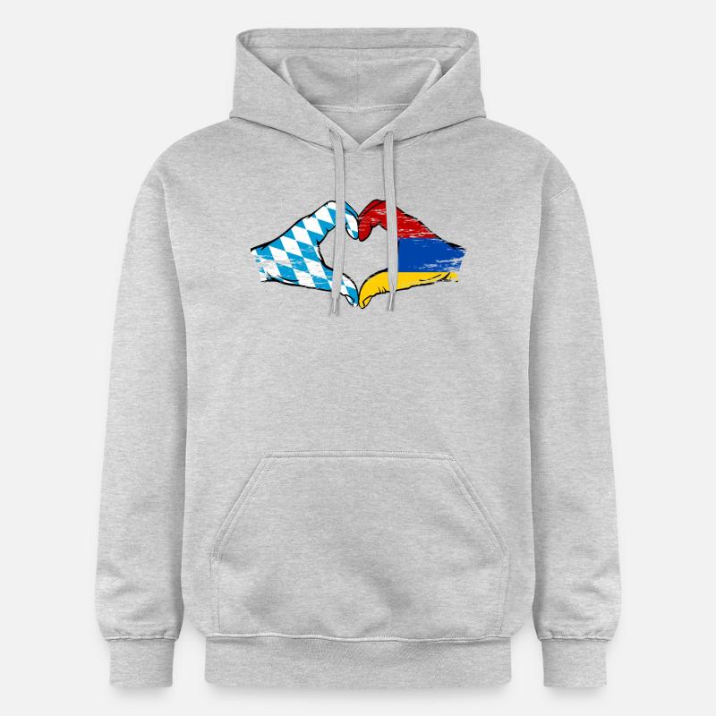 Bavière, Arménie, Drapeau, Mains, Coeur - Sweat à capuche Softstyle® Gildan Unisexe - gris clair chiné