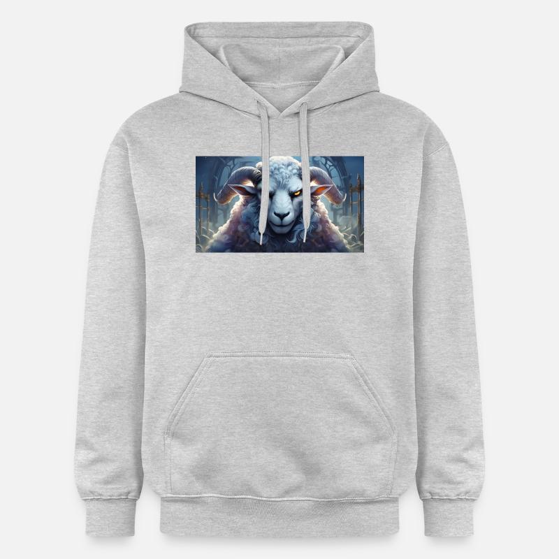 Cute grumpy grouchy animals - sheep - Gildan Unisex Softstyle® Midweight Hoodie - light heather grey