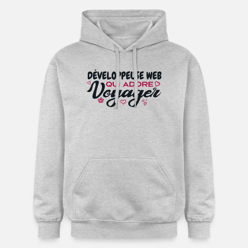 Développeuse web globe-trotteuse passionnée voyage - Sweat à capuche Softstyle® Gildan Unisexe - gris clair chiné